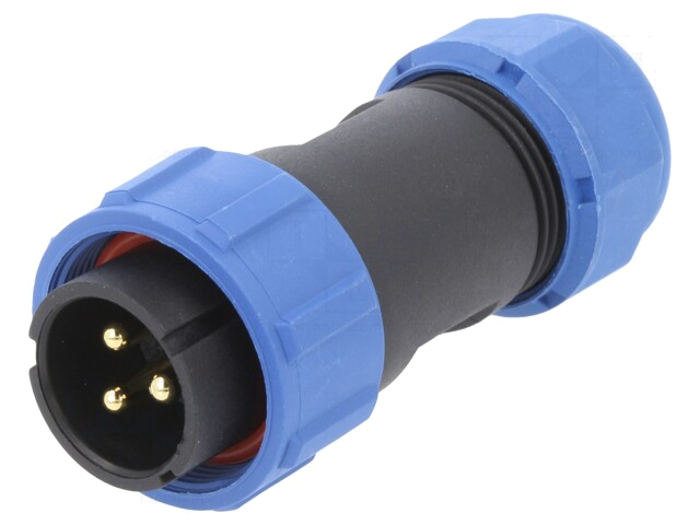 Connector: rond; mannelijk + vrouwelijk; PIN: 3; 3A; IP67; 500V Connector: rond; mannelijk + vrouwelijk; PIN: 3; 3A; IP67; 500V